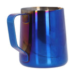 Stainless Steel Frothing Pitcher Milk Coffee Frothing Cup with Inner Scale Pointed Mouth Blue600ML (With Label)