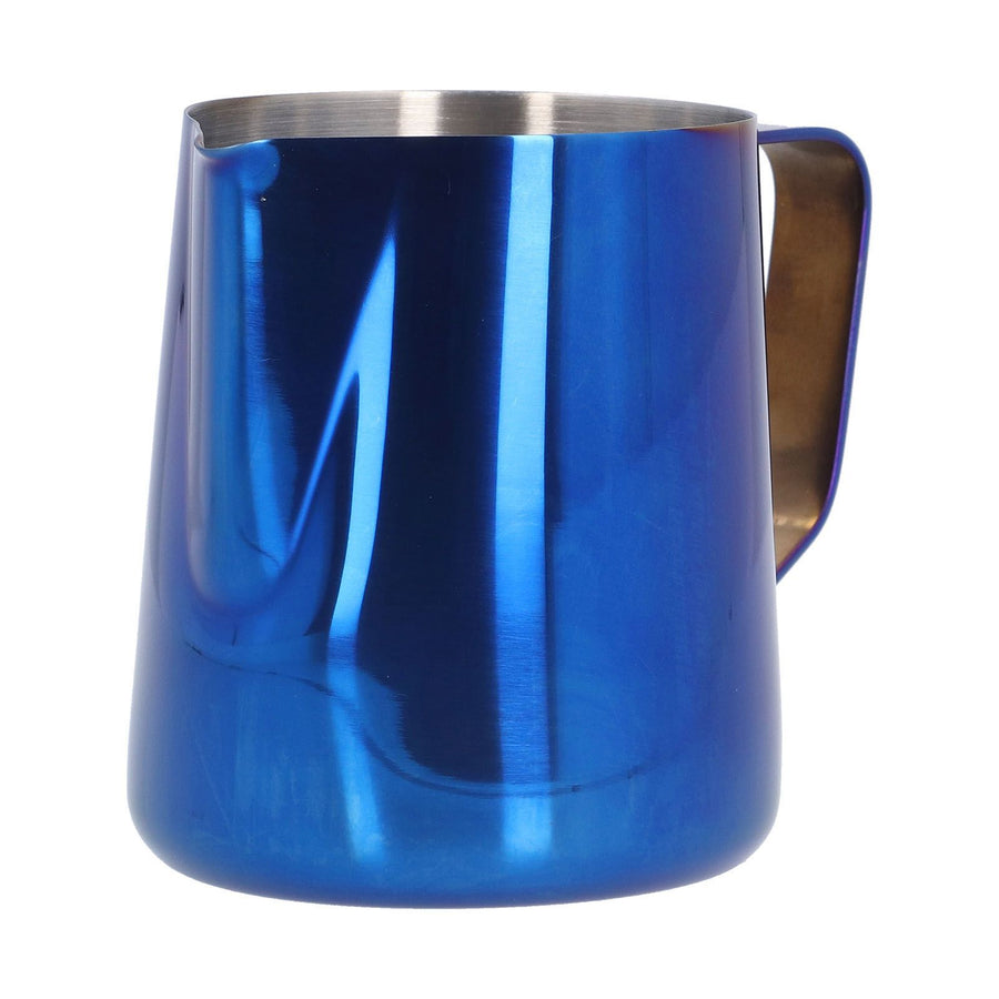 Stainless Steel Frothing Pitcher Milk Coffee Frothing Cup with Inner Scale Pointed Mouth Blue600ML (With Label)