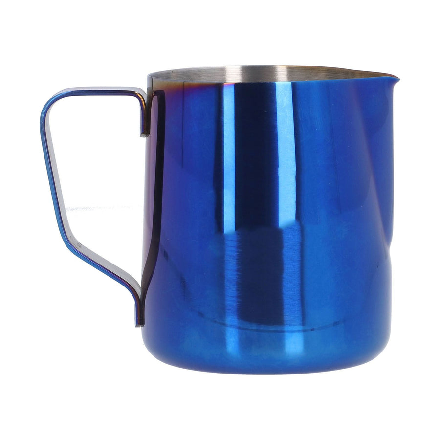Stainless Steel Frothing Pitcher Milk Coffee Frothing Cup with Inner Scale Pointed Mouth Blue600ML (With Label)