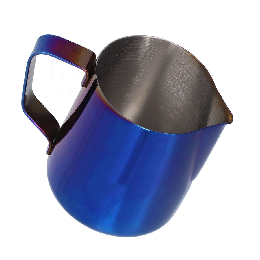 Stainless Steel Frothing Pitcher Milk Coffee Frothing Cup with Inner Scale Pointed Mouth Blue600ML (With Label)