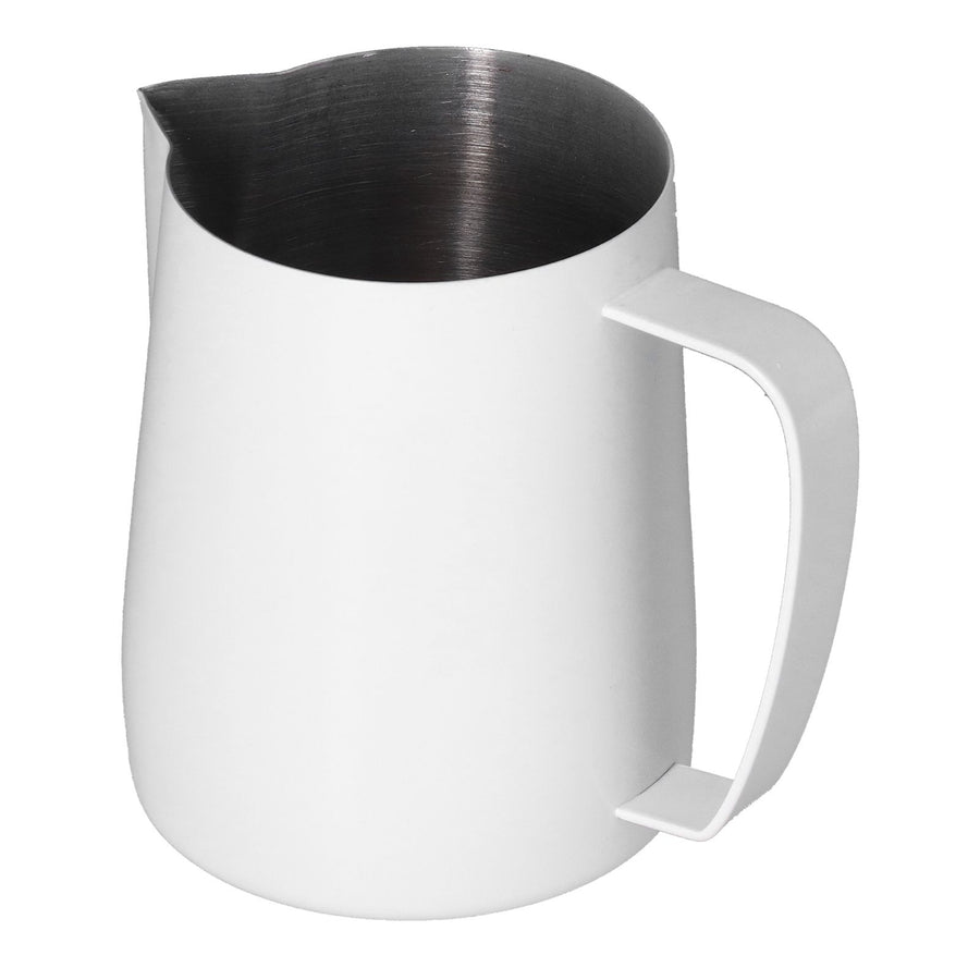 Stainless Steel Frothing Cup Coffee Milk Frothing Pitcher with Pointed Mouth for KitchenWhite