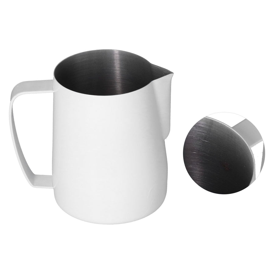 Stainless Steel Frothing Cup Coffee Milk Frothing Pitcher with Pointed Mouth for KitchenWhite