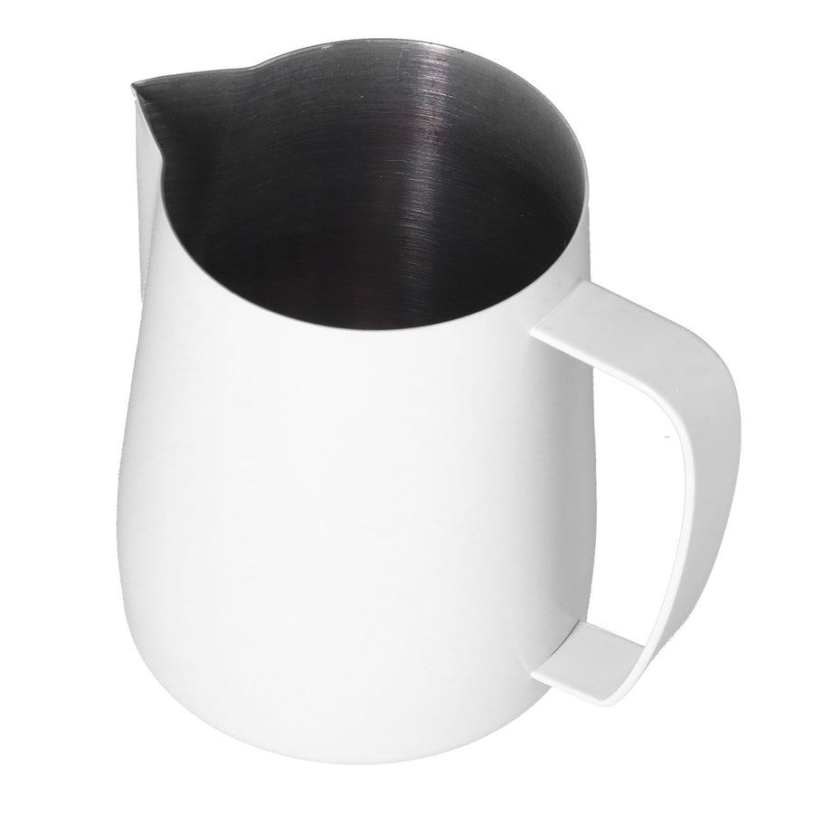 Stainless Steel Frothing Cup Coffee Milk Frothing Pitcher with Pointed Mouth for KitchenWhite