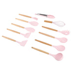 11Pcs Kitchen Utensils Set Heat Resistant Seamless Design Non Stick Comfortable Touch Cooking Utensils Spatula Set for Home Pink