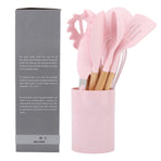 11Pcs Kitchen Utensils Set Heat Resistant Seamless Design Non Stick Comfortable Touch Cooking Utensils Spatula Set for Home Pink