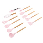 11Pcs Kitchen Utensils Set Heat Resistant Seamless Design Non Stick Comfortable Touch Cooking Utensils Spatula Set for Home Pink