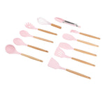 11Pcs Kitchen Utensils Set Heat Resistant Seamless Design Non Stick Comfortable Touch Cooking Utensils Spatula Set for Home Pink