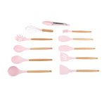 11Pcs Kitchen Utensils Set Heat Resistant Seamless Design Non Stick Comfortable Touch Cooking Utensils Spatula Set for Home Pink