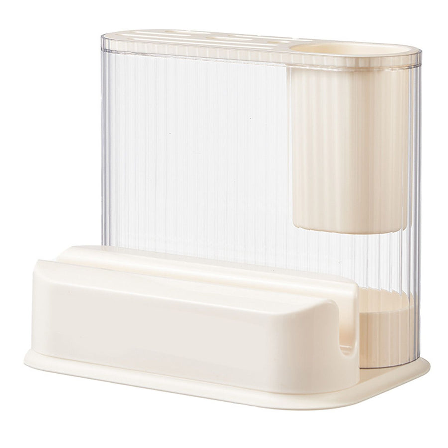 Multifunctional Knife Holder Plastic Cutting Boards Forks Chopsticks Knife Organizer Rack for Kitchen Countertop White