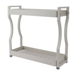 Coffee Bar Storage Rack Double Layer Cabinet Shelf Stainless Steel Countertop Organizer with Handles White 40cm / 15.7in