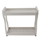 Coffee Bar Storage Rack Double Layer Cabinet Shelf Stainless Steel Countertop Organizer with Handles White 40cm / 15.7in