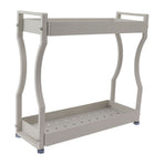 Coffee Bar Storage Rack Double Layer Cabinet Shelf Stainless Steel Countertop Organizer with Handles White 40cm / 15.7in