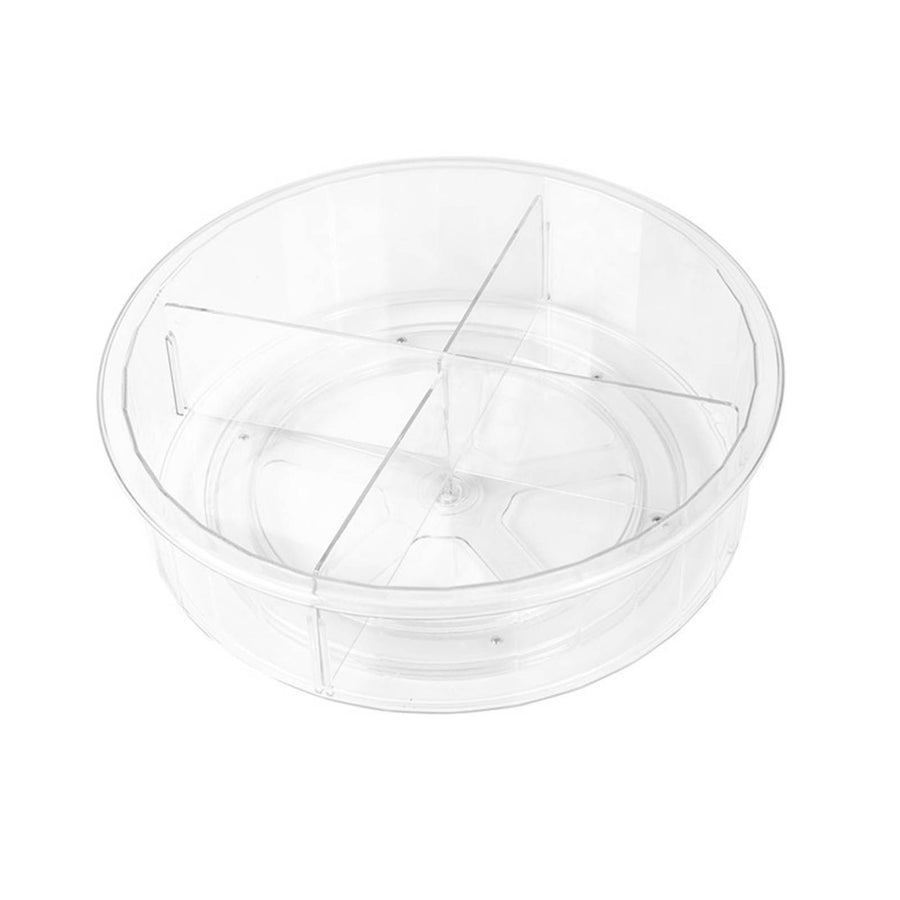 Round Clear Rotating Organization PET Rotatable Turntable Food Storage Container for Cabinet Pantry Refrigerator