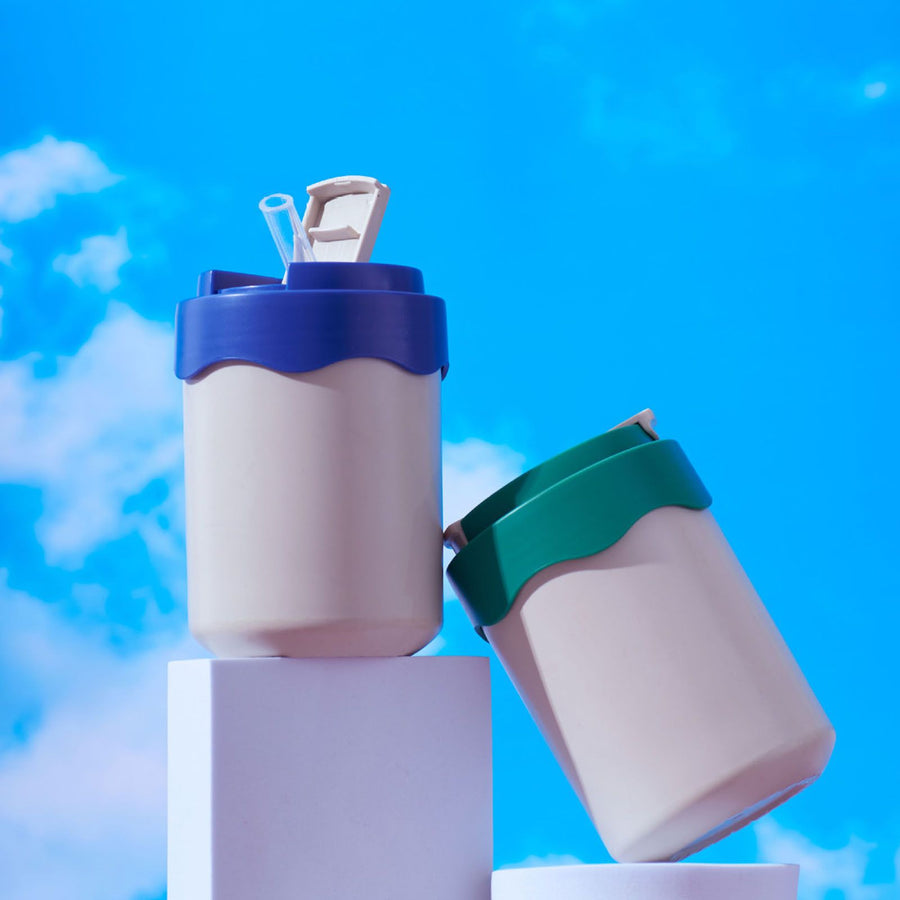 Insulated Coffee Mug Double Walled 304 Stainless Steel Portable Vacuum Water Cup with Straw 450ml Green