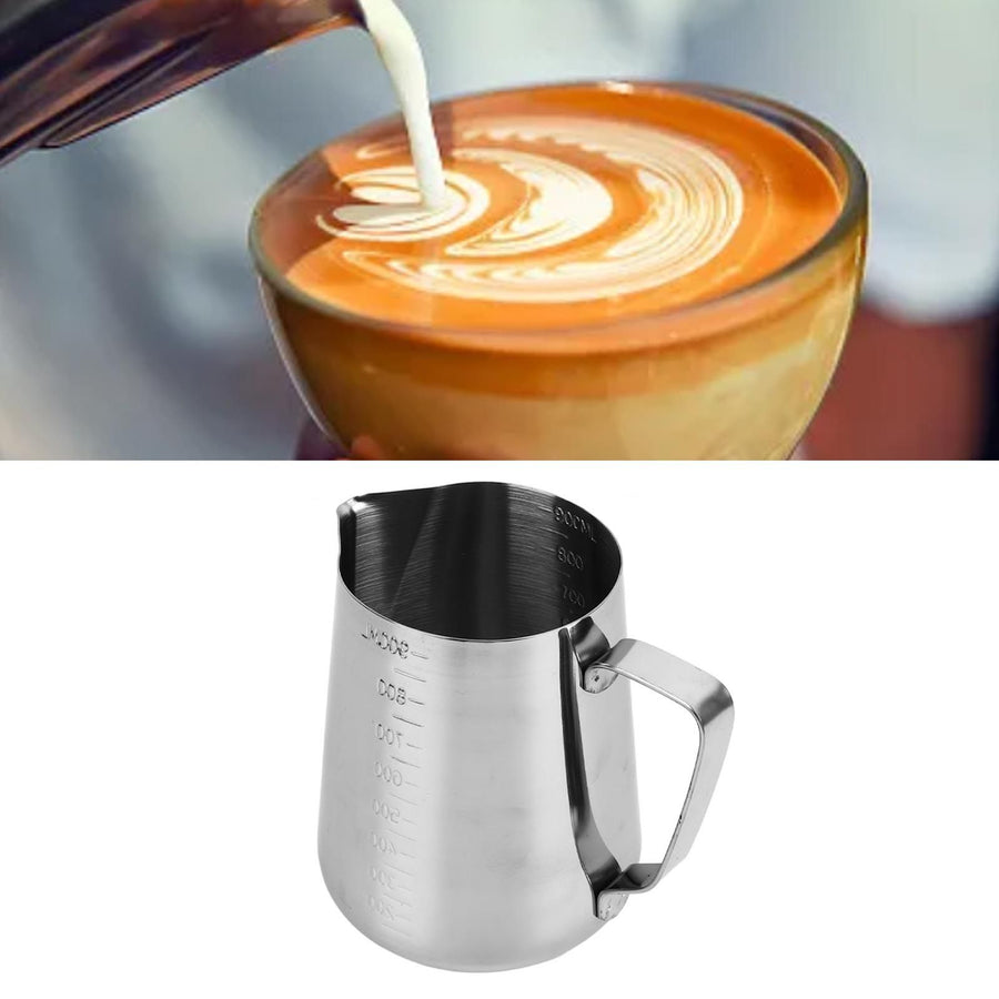 Milk Frothing Pitcher Stainless Steel Frother Jug Mixing Cup Pot with Scale for Coffee Drinks 900ml