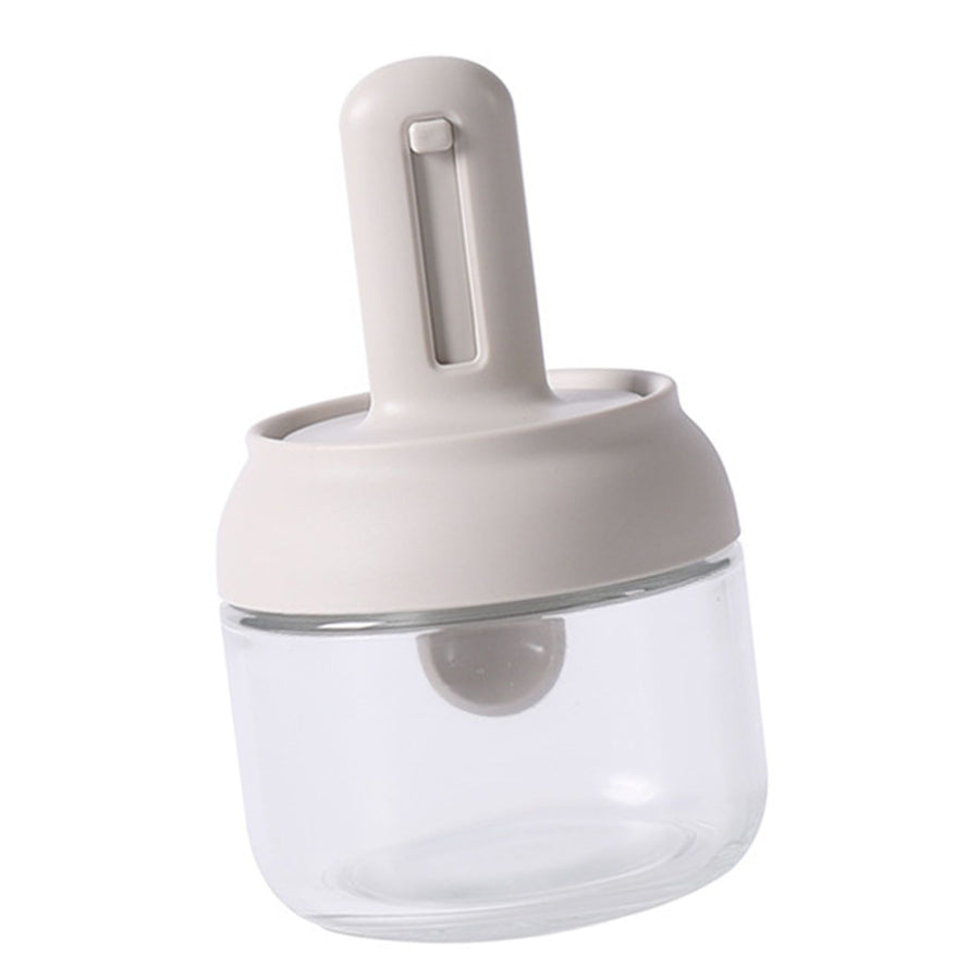 Seasoning Jar Retractable Spoon Glass Transparent Spice Condiment Storage Container Box for Home Kitchen