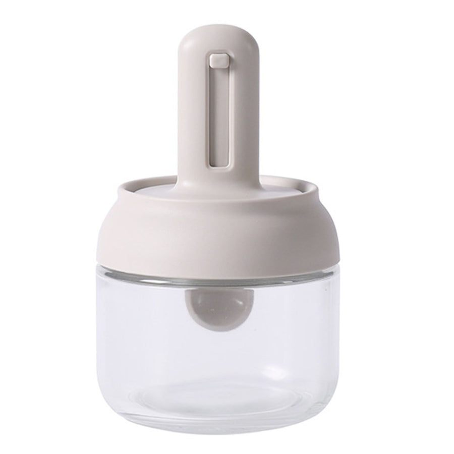 Seasoning Jar Retractable Spoon Glass Transparent Spice Condiment Storage Container Box for Home Kitchen