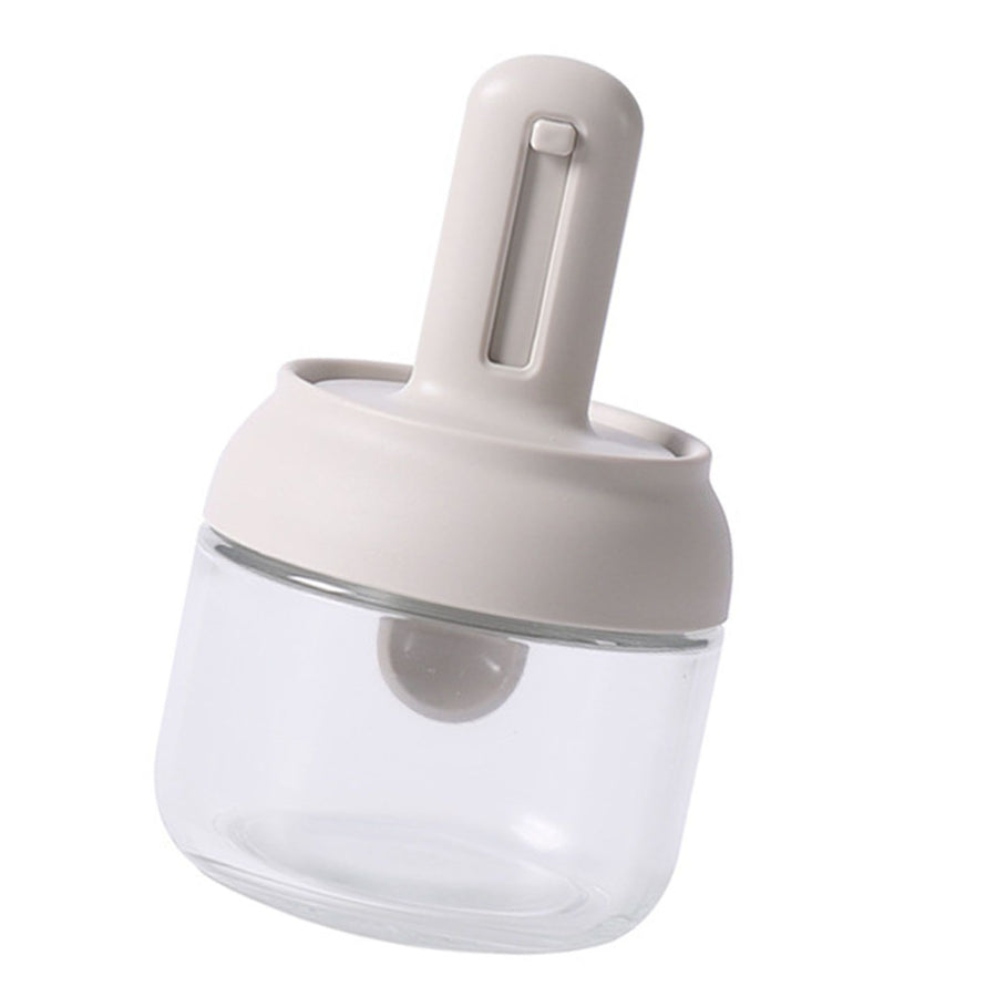 Seasoning Jar Retractable Spoon Glass Transparent Spice Condiment Storage Container Box for Home Kitchen