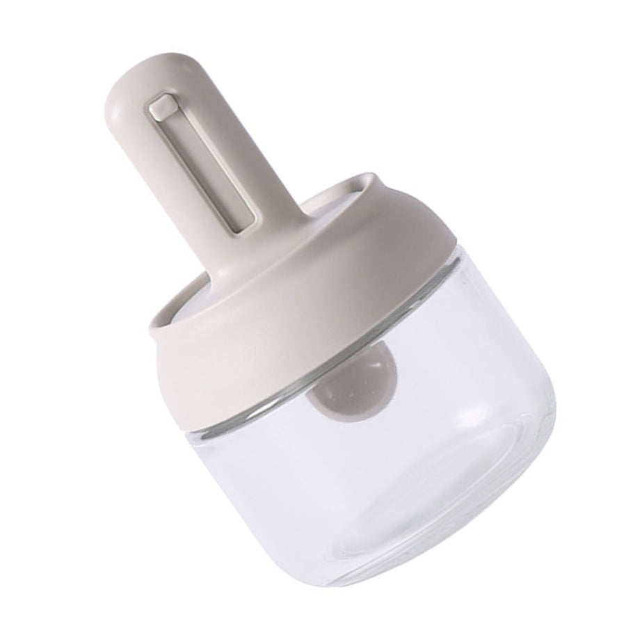 Seasoning Jar Retractable Spoon Glass Transparent Spice Condiment Storage Container Box for Home Kitchen