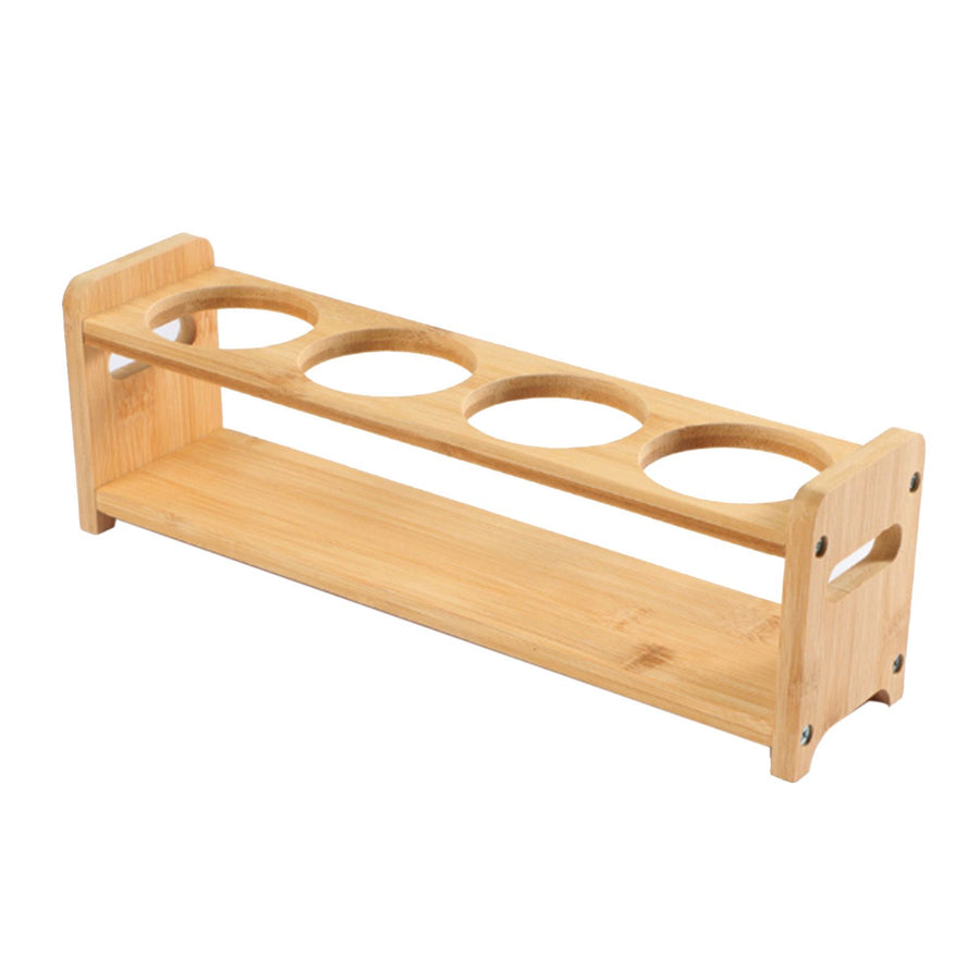 Seasoning Storage Stand Bamboo Wood 4 Holes Multifunctional Anti Slip Space Saving Oil Bottle Rack Kitchen Supplies Round Slots