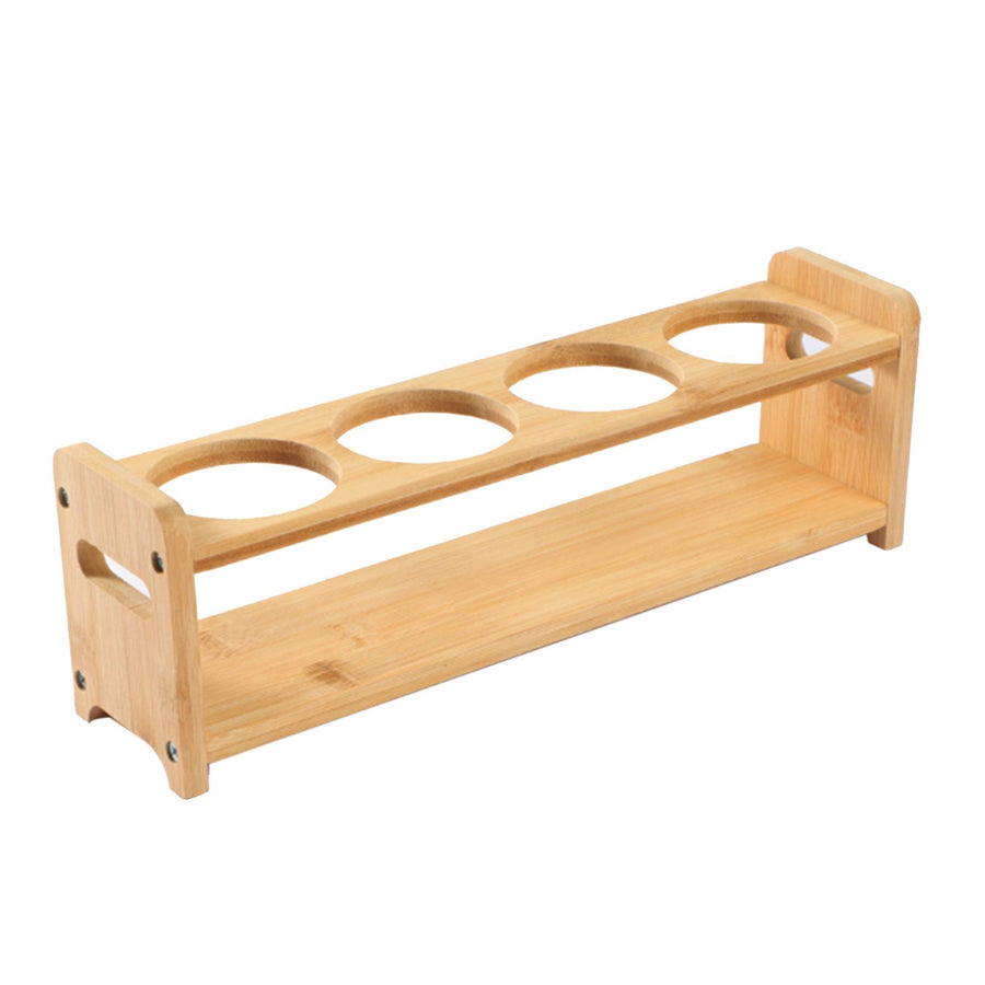 Seasoning Storage Stand Bamboo Wood 4 Holes Multifunctional Anti Slip Space Saving Oil Bottle Rack Kitchen Supplies Round Slots