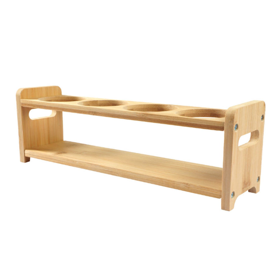 Seasoning Storage Stand Bamboo Wood 4 Holes Multifunctional Anti Slip Space Saving Oil Bottle Rack Kitchen Supplies Round Slots