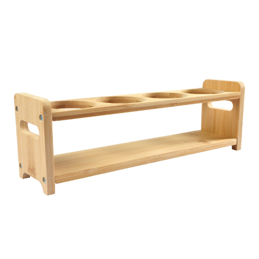 Seasoning Storage Stand Bamboo Wood 4 Holes Multifunctional Anti Slip Space Saving Oil Bottle Rack Kitchen Supplies Round Slots