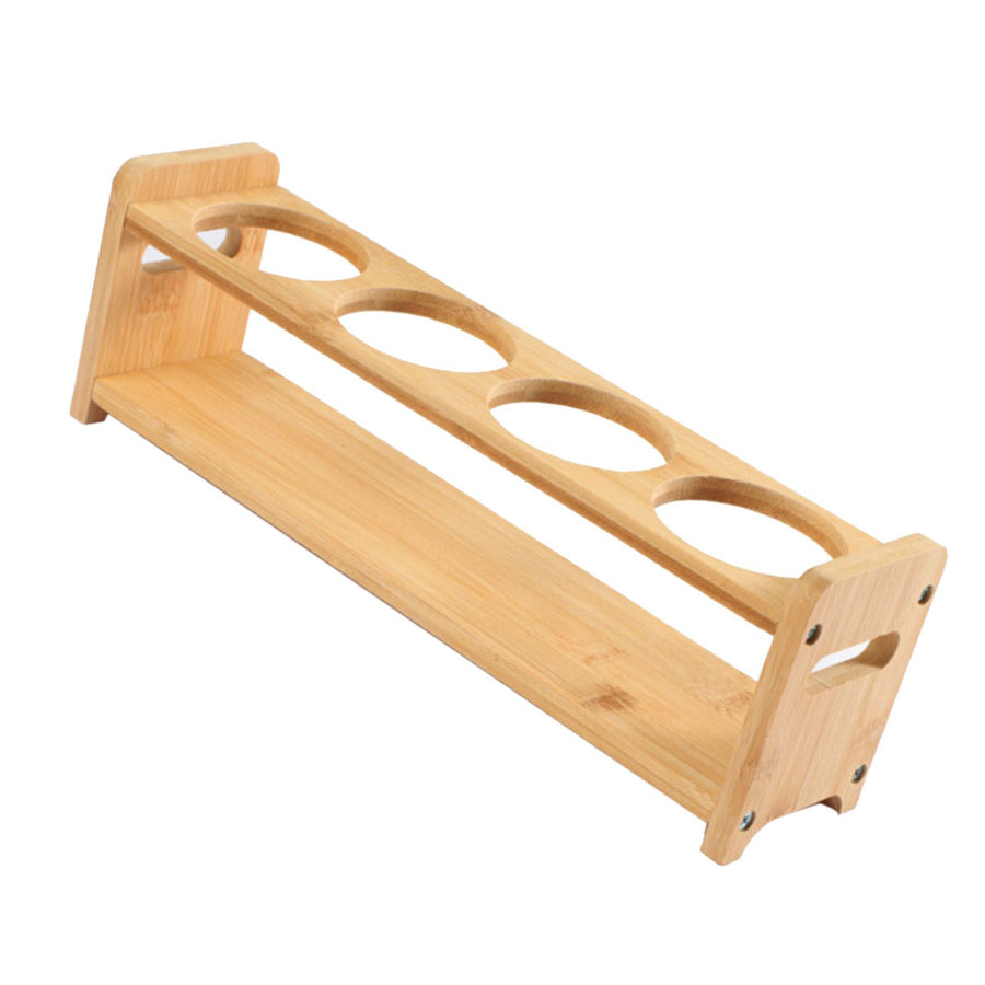 Seasoning Storage Stand Bamboo Wood 4 Holes Multifunctional Anti Slip Space Saving Oil Bottle Rack Kitchen Supplies Round Slots