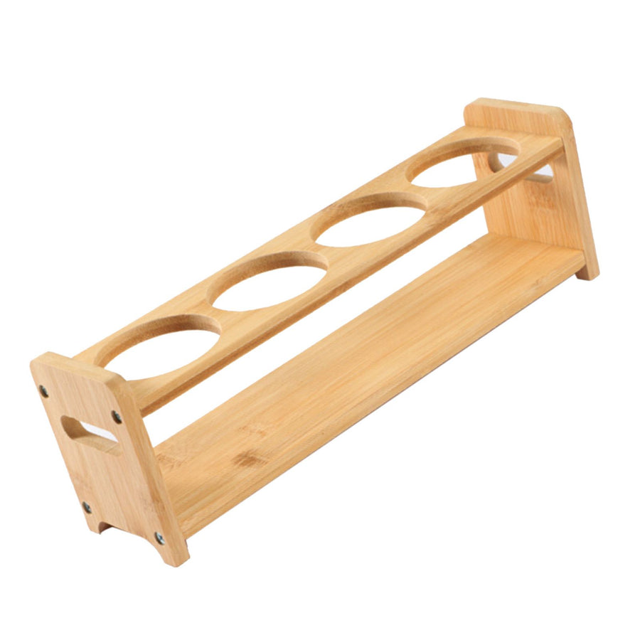 Seasoning Storage Stand Bamboo Wood 4 Holes Multifunctional Anti Slip Space Saving Oil Bottle Rack Kitchen Supplies Round Slots