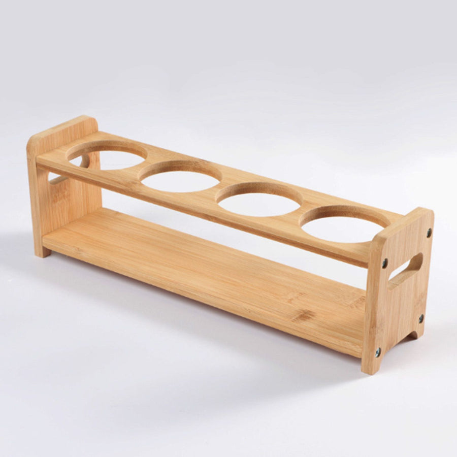Seasoning Storage Stand Bamboo Wood 4 Holes Multifunctional Anti Slip Space Saving Oil Bottle Rack Kitchen Supplies Round Slots