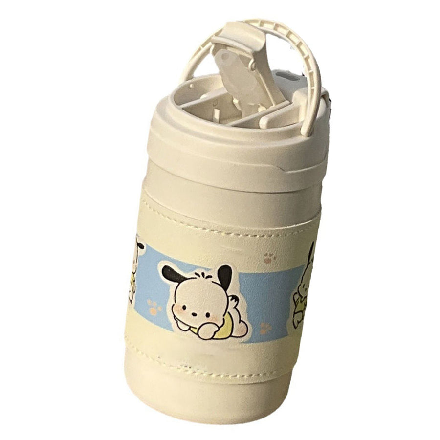 Stainless Steel Insulated Cup 500ml Large Capacity Cute Appearance Portable Insulated Water Bottle with Straw
