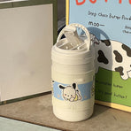 Stainless Steel Insulated Cup 500ml Large Capacity Cute Appearance Portable Insulated Water Bottle with Straw