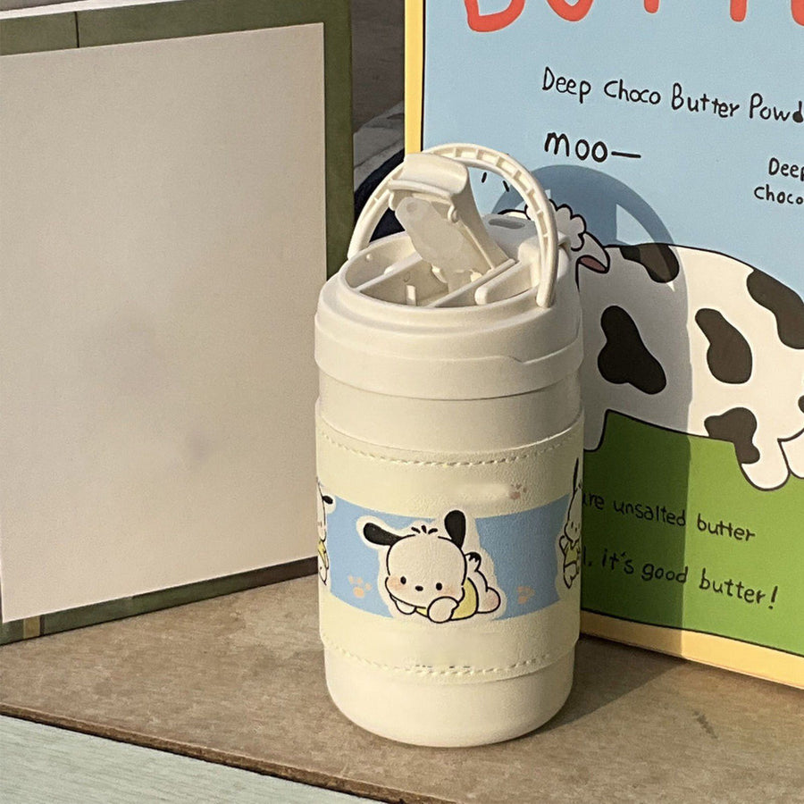 Stainless Steel Insulated Cup 500ml Large Capacity Cute Appearance Portable Insulated Water Bottle with Straw