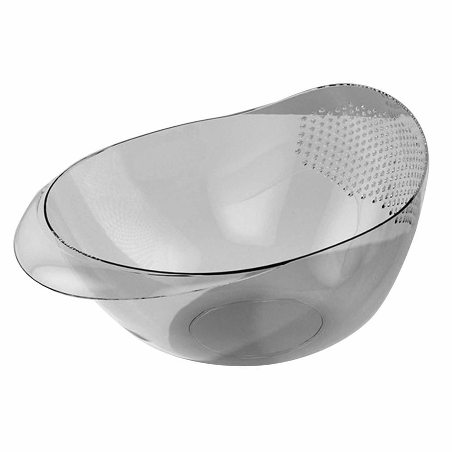 Rice Washing Bowl Multifunction Plastic Rice Rinsing Strainer With Side Drainers for Kitchen Transparent Ash