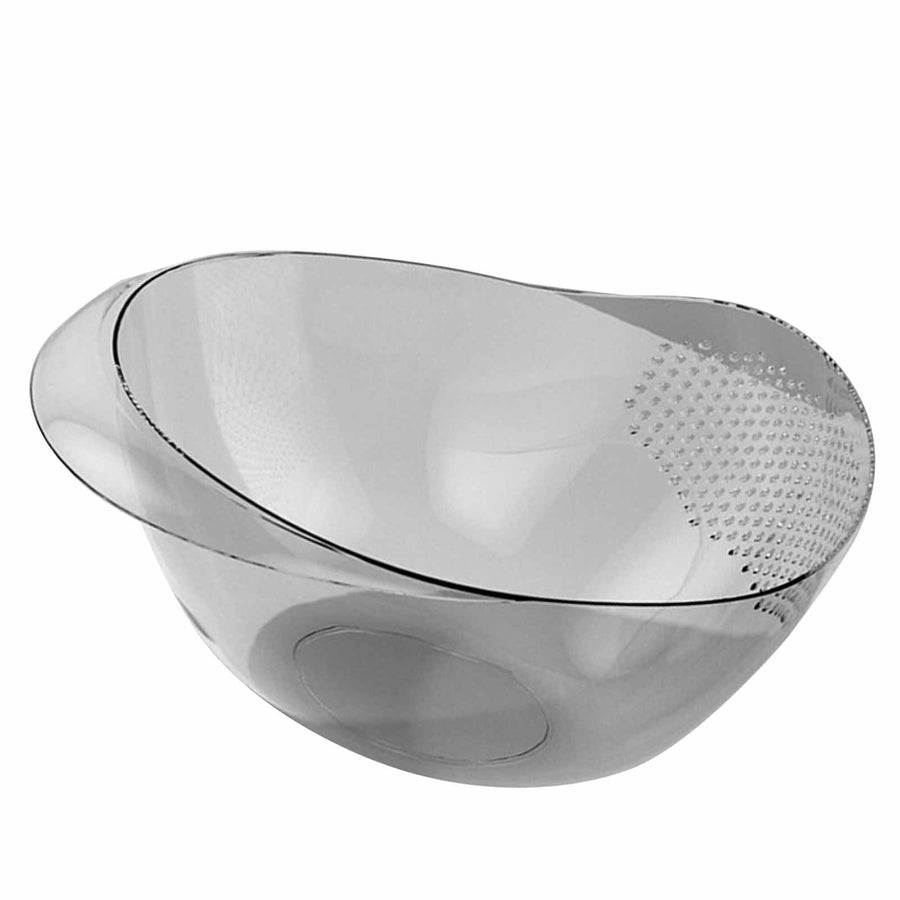 Rice Washing Bowl Multifunction Plastic Rice Rinsing Strainer With Side Drainers for Kitchen Transparent Ash