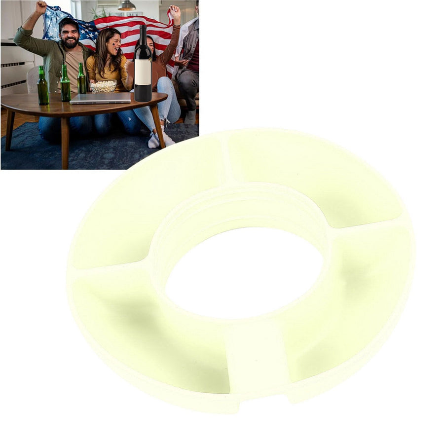 Snack Bowl Silicone Round 4 Compartment Reusable Snack Ring for 40 Oz Cup Watching Movies Playing Games Reading Books Beige
