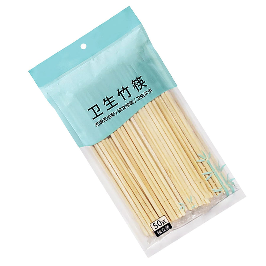 50 Pairs Disposable Bamboo Chopsticks Takeout Commercial Household Round Chopsticks for Hotels Restaurants