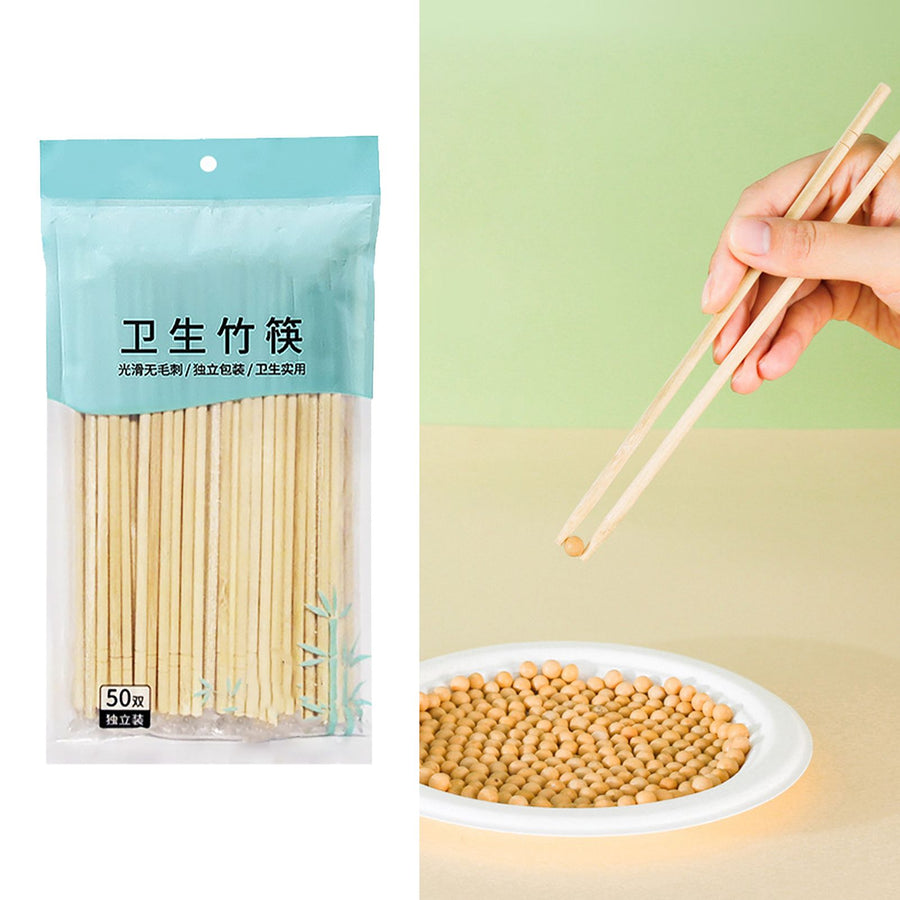 50 Pairs Disposable Bamboo Chopsticks Takeout Commercial Household Round Chopsticks for Hotels Restaurants