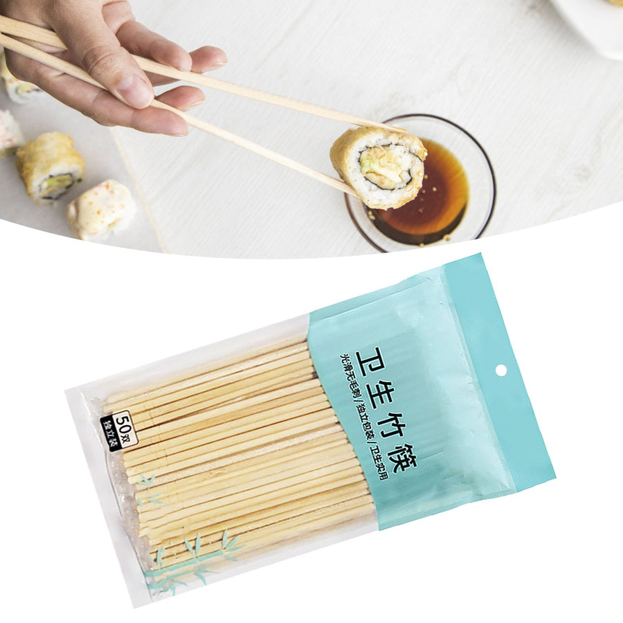 50 Pairs Disposable Bamboo Chopsticks Takeout Commercial Household Round Chopsticks for Hotels Restaurants