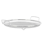 Stainless Steel Fruit Basket Double Handles Metal Mesh Drain Round Tray for Snacks Fruits Vegetables Silver