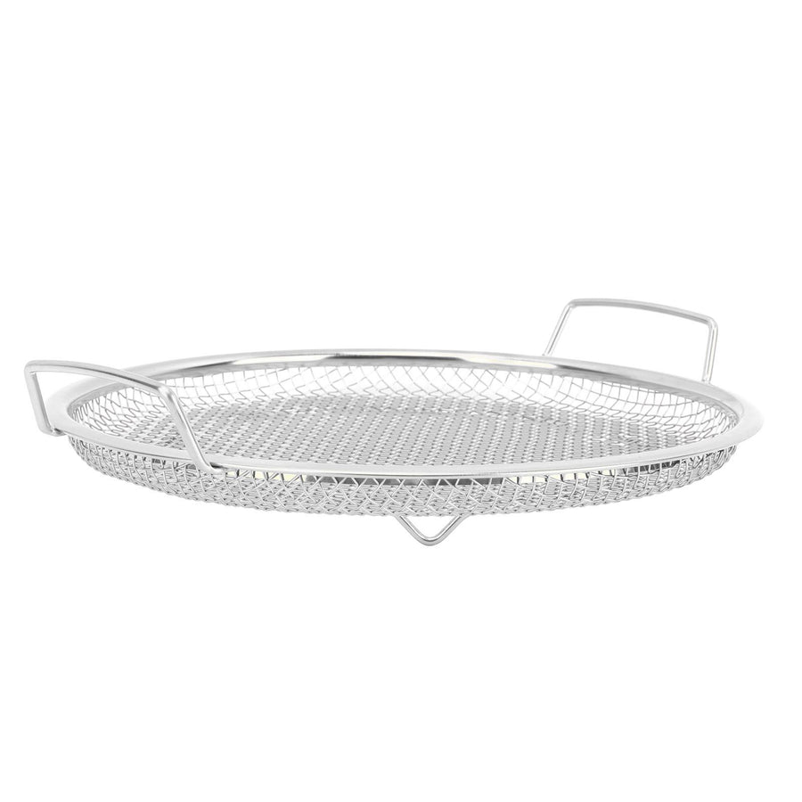 Stainless Steel Fruit Basket Double Handles Metal Mesh Drain Round Tray for Snacks Fruits Vegetables Silver