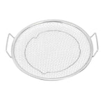 Stainless Steel Fruit Basket Double Handles Metal Mesh Drain Round Tray for Snacks Fruits Vegetables Silver