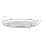 Stainless Steel Fruit Basket Double Handles Metal Mesh Drain Round Tray for Snacks Fruits Vegetables Silver