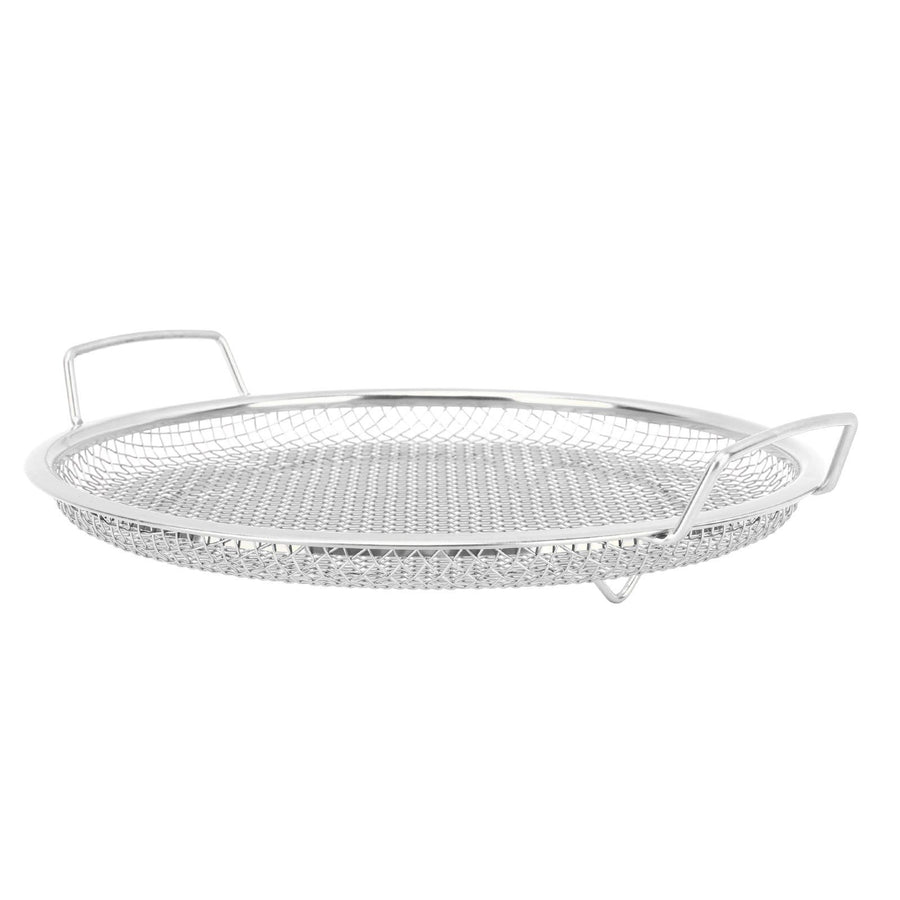 Stainless Steel Fruit Basket Double Handles Metal Mesh Drain Round Tray for Snacks Fruits Vegetables Silver
