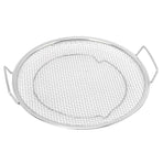 Stainless Steel Fruit Basket Double Handles Metal Mesh Drain Round Tray for Snacks Fruits Vegetables Silver