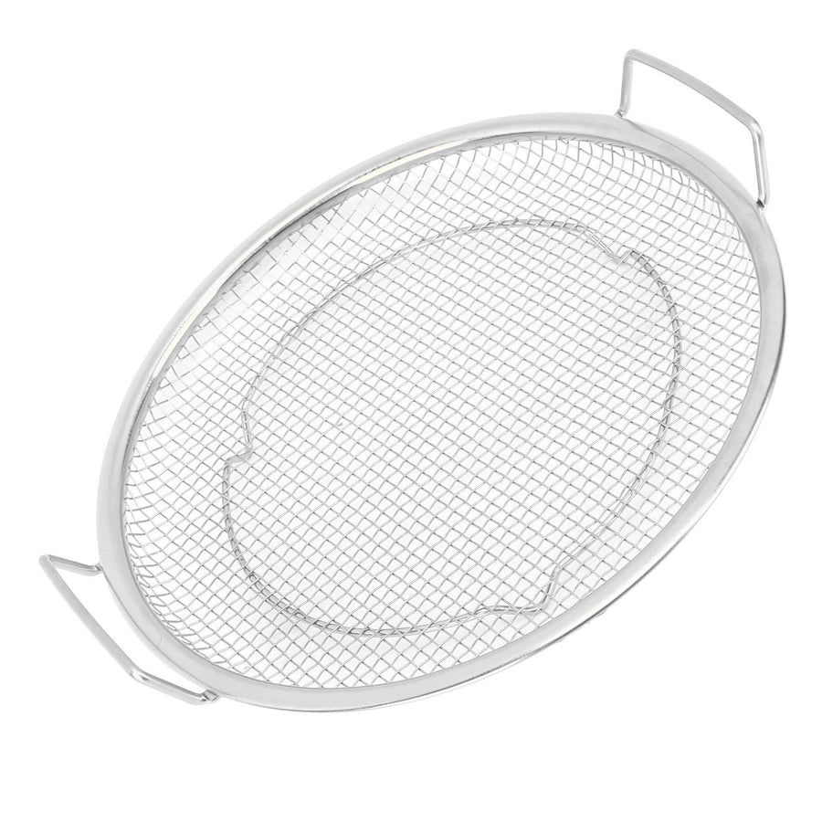Stainless Steel Fruit Basket Double Handles Metal Mesh Drain Round Tray for Snacks Fruits Vegetables Silver