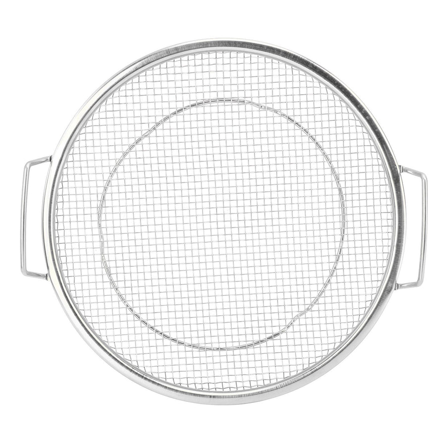 Stainless Steel Fruit Basket Double Handles Metal Mesh Drain Round Tray for Snacks Fruits Vegetables Silver