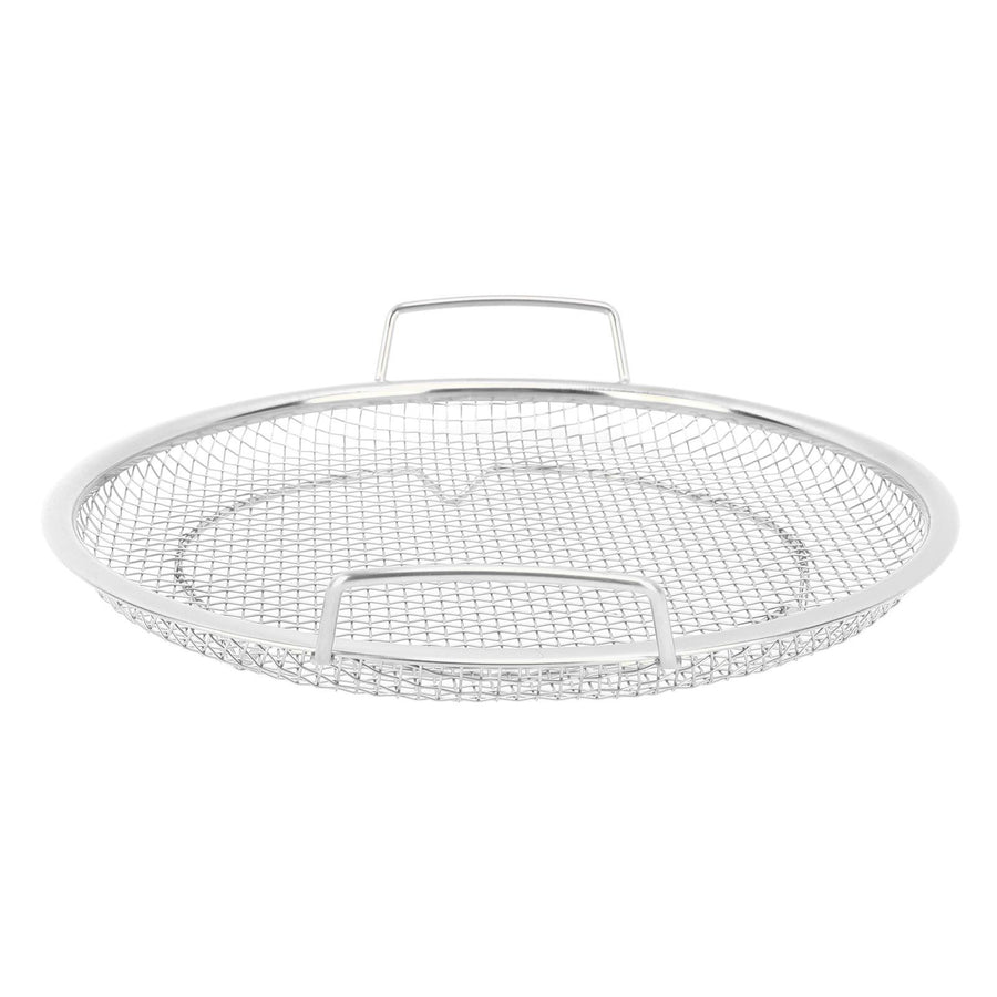 Stainless Steel Fruit Basket Double Handles Metal Mesh Drain Round Tray for Snacks Fruits Vegetables Silver