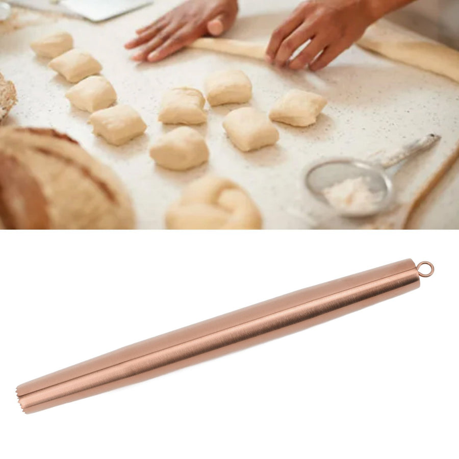 Rolling Pin 304 Stainless Steel Crushed Ice Dough Roller for Household Kitchen Baking Fondant Pizza Pie Pastry Pasta Rose Gold