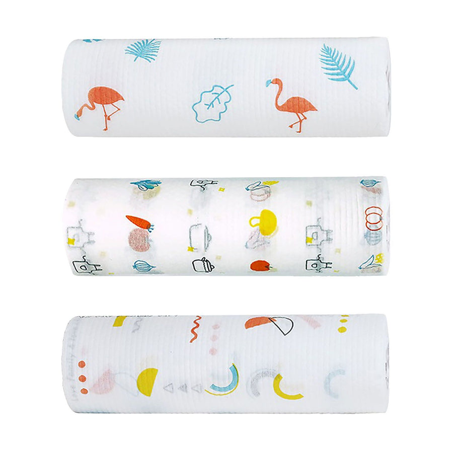 Disposable Cleansing Cloths Roll Wet Dry Use Non Woven Fabric Printed Disposable Dish Towels